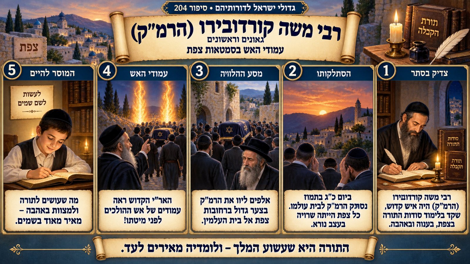 תמונת סיכום — גאונים וראשונים: רבי משה קורדובירו (הרמ"ק)
